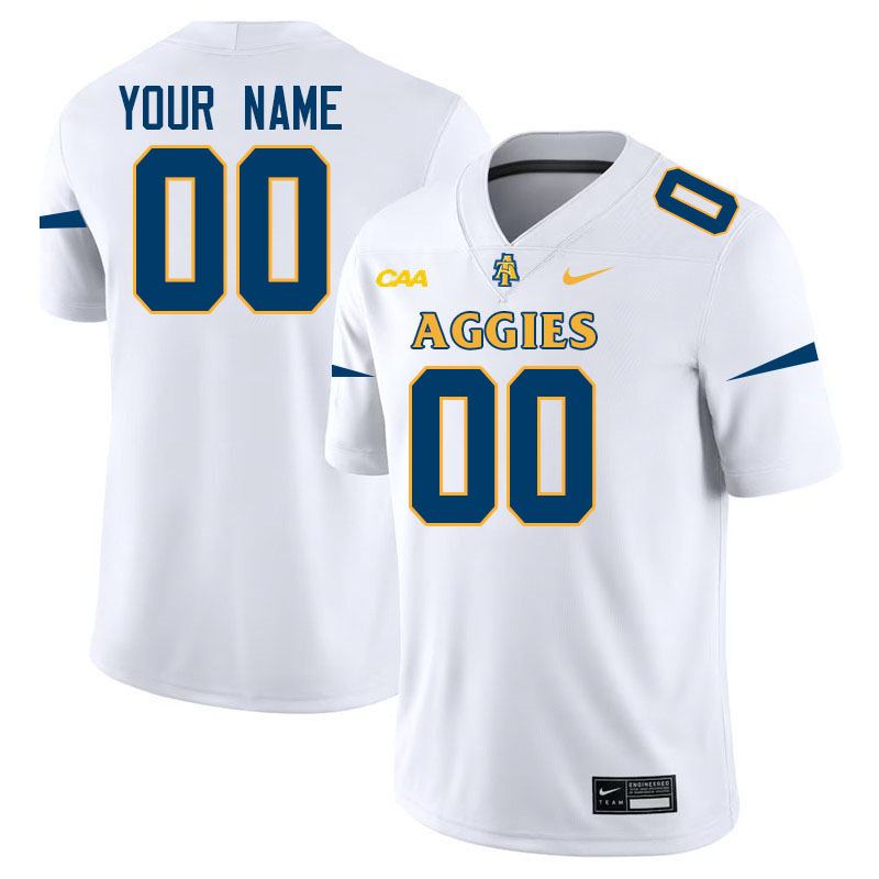 Custom North Carolina A&T Aggies Name And Number Football Jersey-White